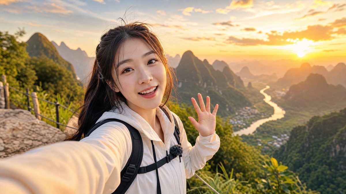蜜桃桂林山水旅行vlog生活视频分享